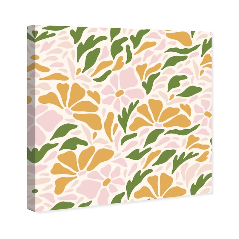 Wynwood Studio Canvas Fashion and Glam Floral Garden Pattern II Green Modern & Contemporary Wall Art Canvas Print