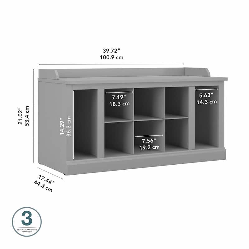 Woodland 40W Shoe Storage Bench with Shelves by Bush Furniture