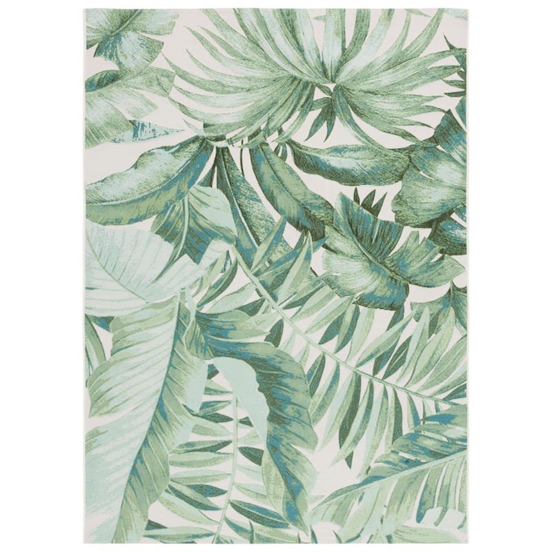 SAFAVIEH Barbados Floricica Tropical Indoor/Outdoor Waterproof Rug - 8' x 10'5" - Green/Teal