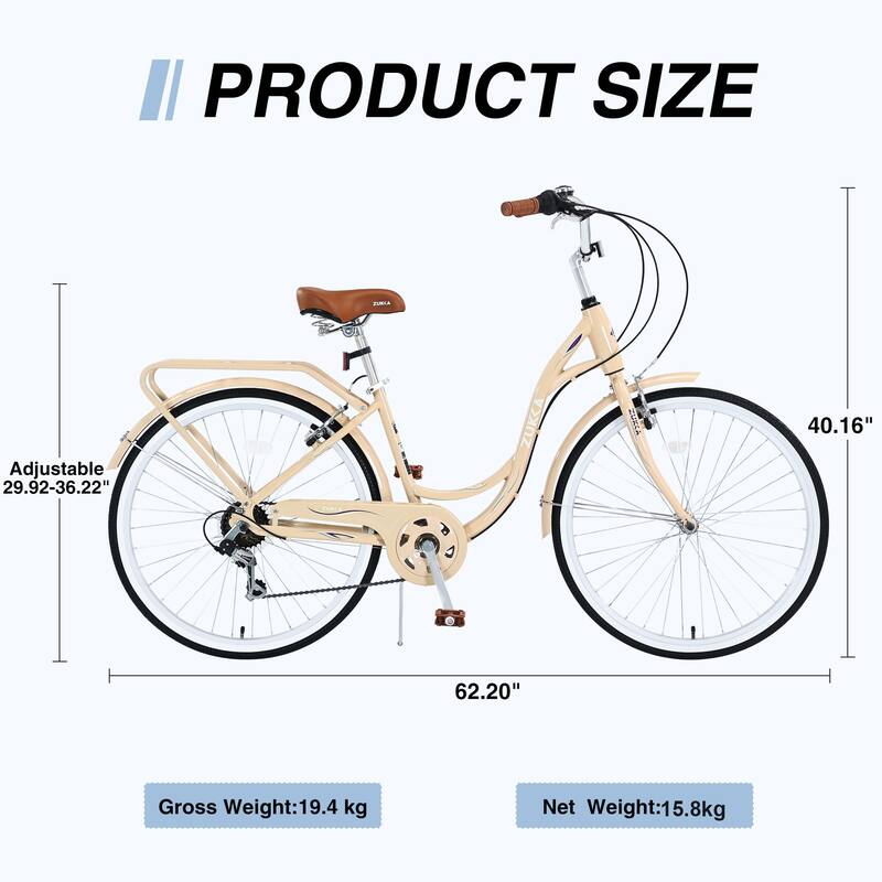 24" Women's Comfort Bike, Shimano 7-Speed, Steel Frame with V Brakes and Cushioned Saddle