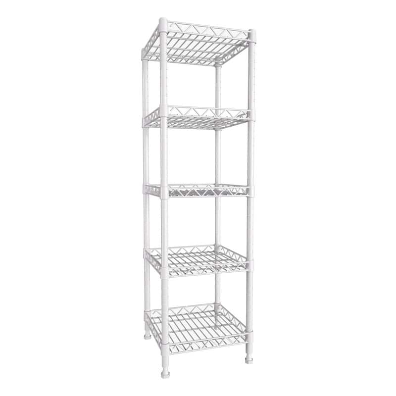 5 Tier Standing Shelving Metal Units - 11.8"D x 11.8"W x 50"H