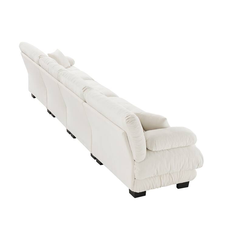 Roomfitters 4-Seater Modular Chenille Sofa, Deep Seat Cloud Couch with Round Bolster Armrests