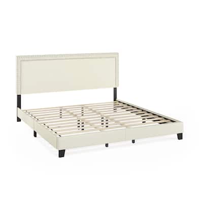 Button Tufted Bed Frame - Linen Upholstered King Size Platform Bed - Stylish Bedroom Decor