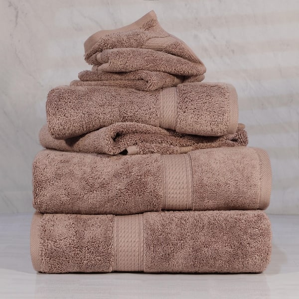 Superior Egyptian Cotton 6 Piece Towel Set Ultra Plush & Absorbent Bath, Hand & Face Towels, Heavyweight Spa Quality - 6-Piece Set - Muted Mauve