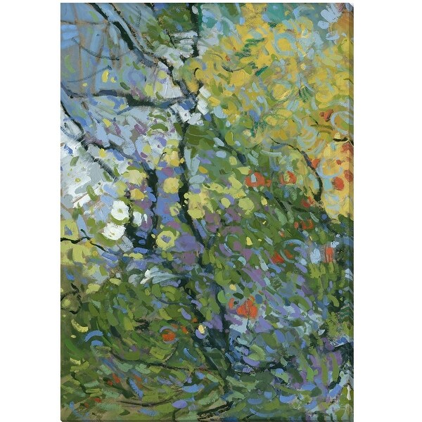 48" Green and Yellow Springtide II Rectangular Wall Art Decoration - N/A