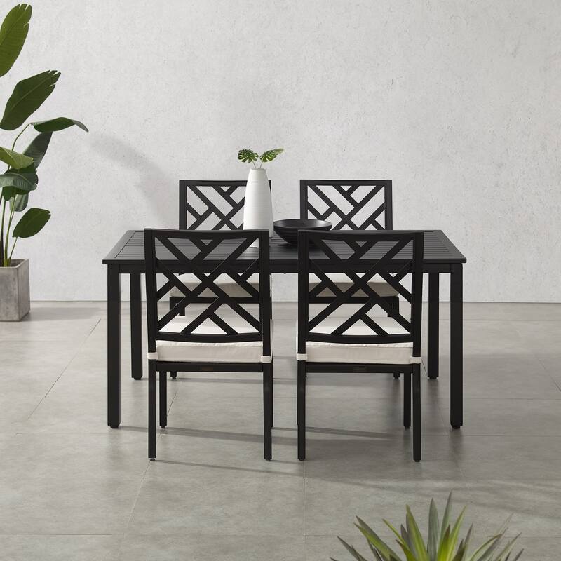 Crosley Locke 5Pc Outdoor Metal Dining Set - Matte Black