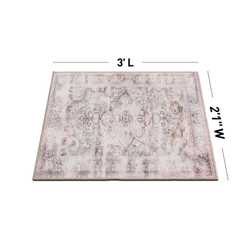 Bohemian Distressed Vintage Machine Washable Area Rug