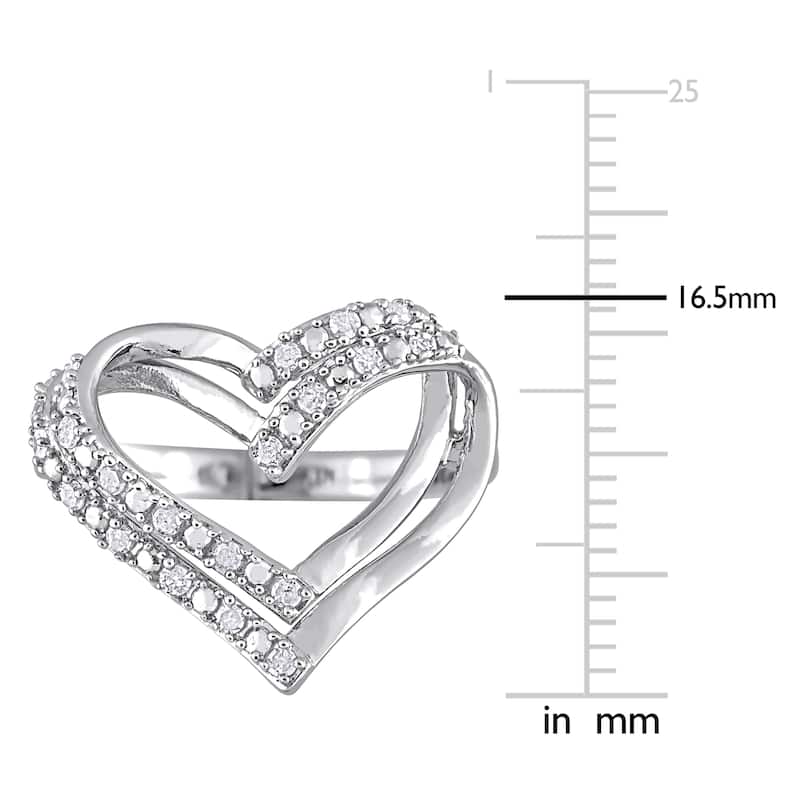 Miadora Sterling Silver 1/5ct TDW Diamond Open Double Heart Ring