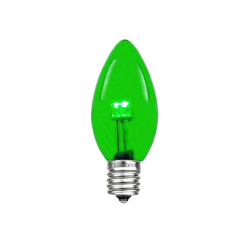 25 Pack C7 LED Outdoor Patio Party Christmas Replacement Bulbs, Warm White - Green