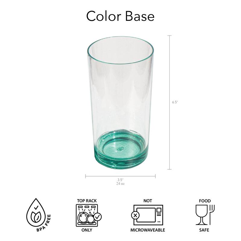 Abode Homewares Color Base Acrylic Drinking Glass - 24 oz - Set of 6