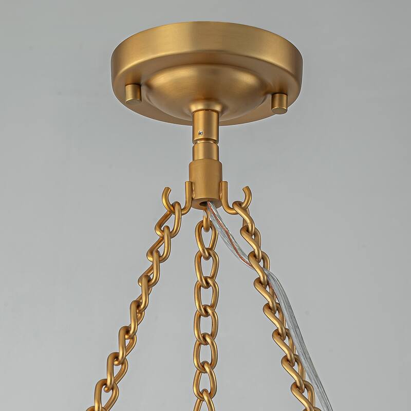 Elegant Gold and Glass Chandelier 3-Light Pendant Light Fixture with Frosted Dome Design