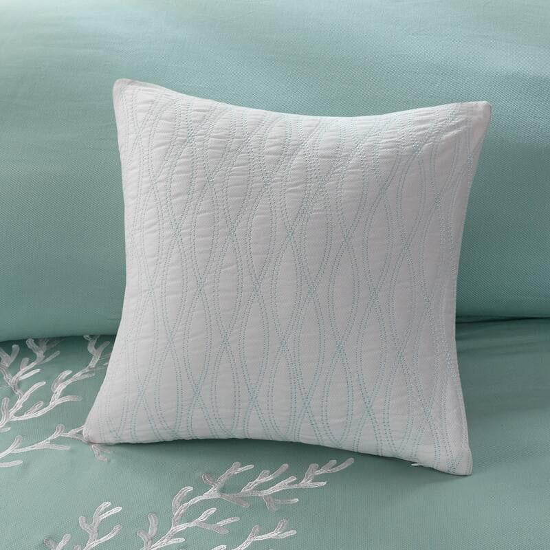 Oversized Cotton Jacquard Comforter Set Aqua Queen