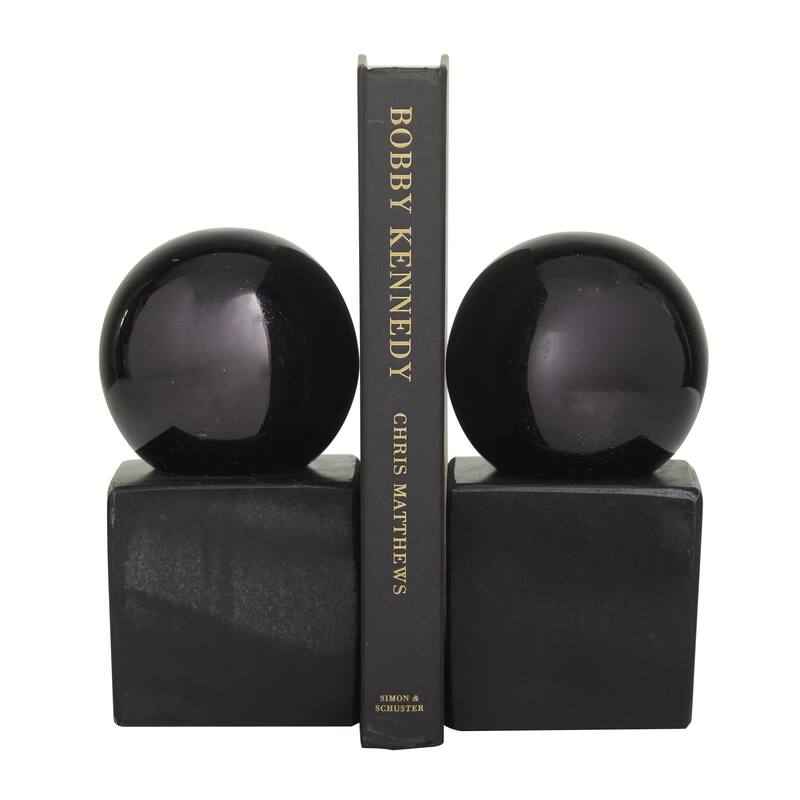 Marble Orb 7 or 10 lbs Decorative Bookends - Set of 2 Silver, Gold, Black - CosmoLiving by Cosmopolitan