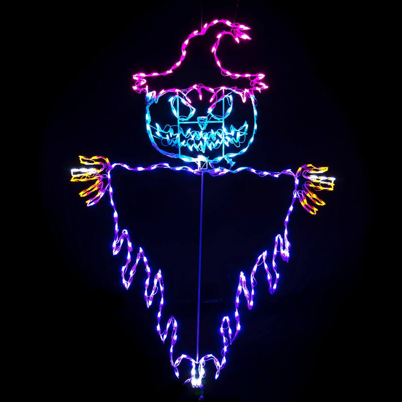 LED Lighted Jack O Lantern Voodoo Scarecrow Outdoor Halloween Decoration - 72"