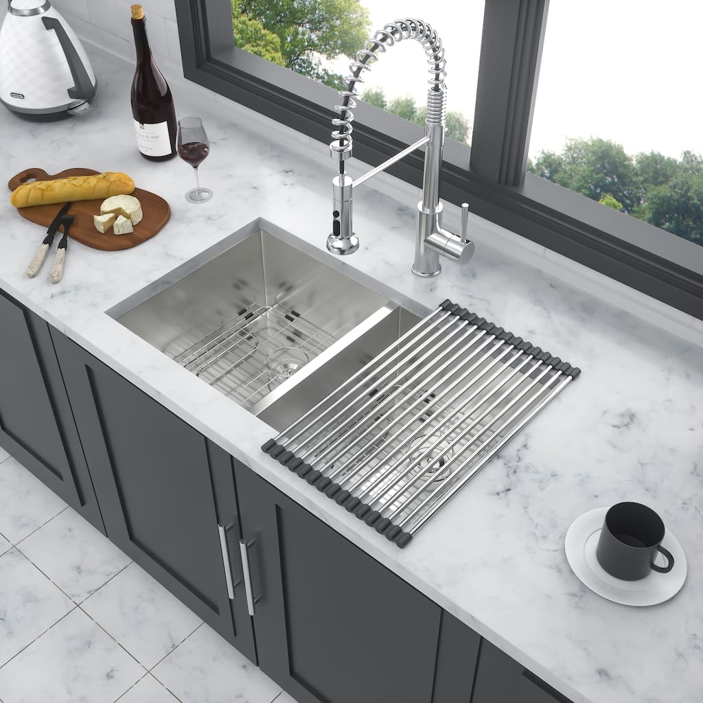 Undermount Double Bowl Kitchen Sink (50/50) with 9 Inch Deep Sink