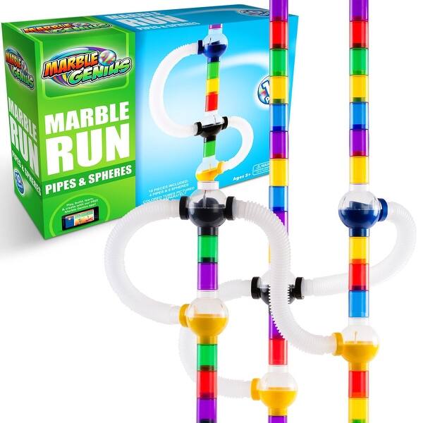 slide 2 of 6, Marble Genius Marble Run Pipes & Spheres Accessory Add-on Set - 10 Pieces Total