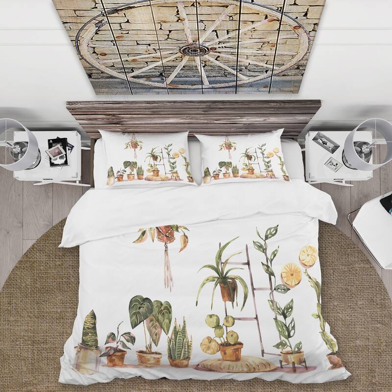 Designart 'Indoor House Plants Urban Jungle II' Traditional Duvet Cover Set