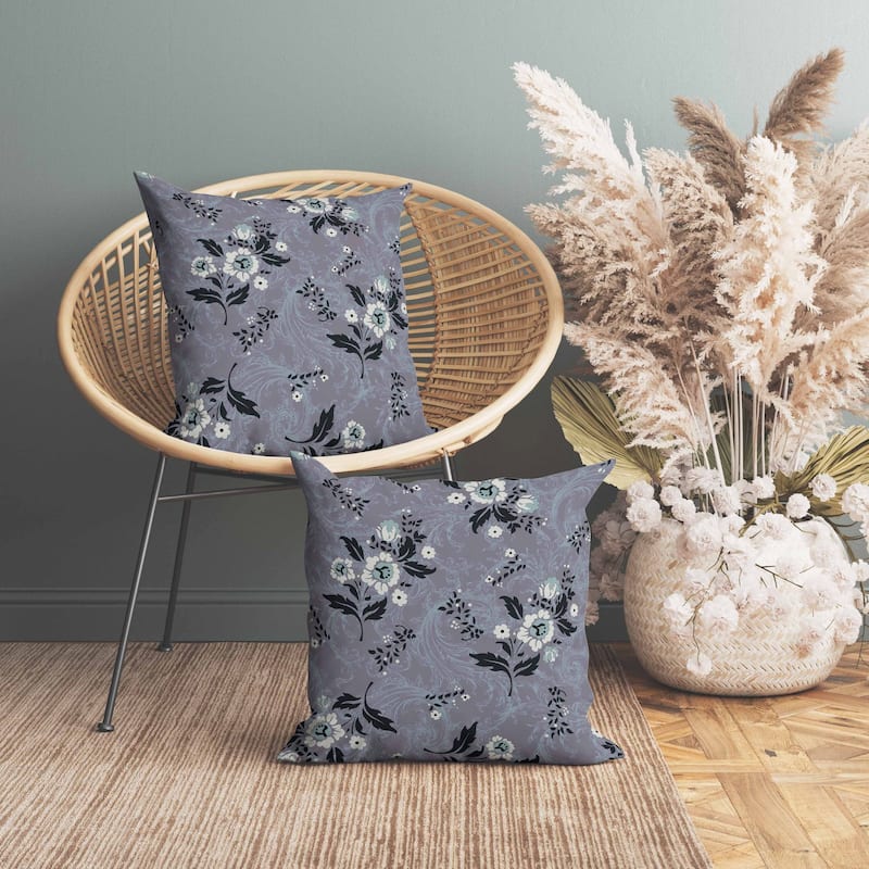 Meadow Strokes Faux Suede Reversible Throw Pillow Gray and Black
