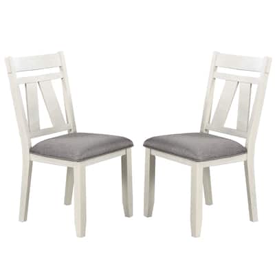 Dining Chairs Set of 2, Upholstered in Grey and White