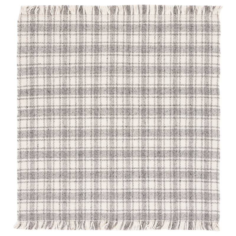 SAFAVIEH Handmade Natura Tine Checkered Wool Rug - 6' Square - Grey/Ivory