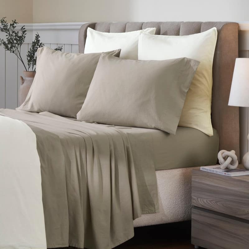 Blue Nile Mills Vintage Washed Cotton Percale Deep Pocket Sheet Set