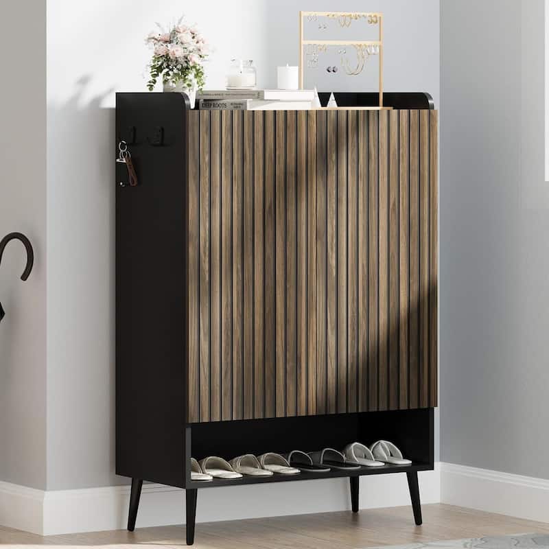 6-Tier Shoe Cabinet Organizer for Hallway, Entryway, Living Room - Black