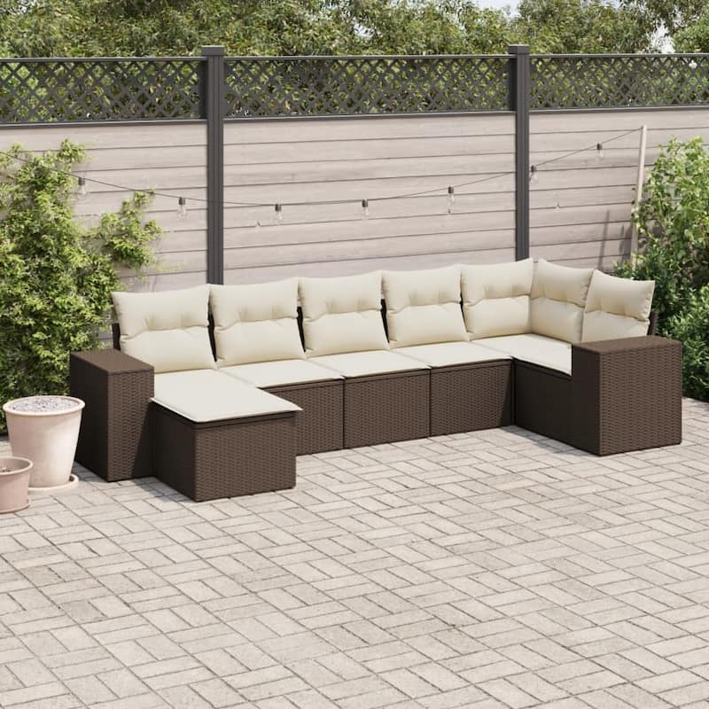 vidaXL Garden Sofa Set - Brown and cream Without table