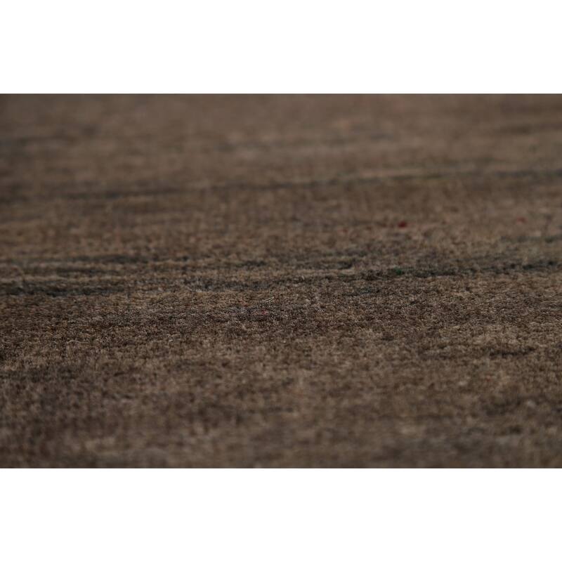 Dark Brown Gabbeh Oriental Rug Hand-Knotted Wool Carpet - 5'1" x 6'8"