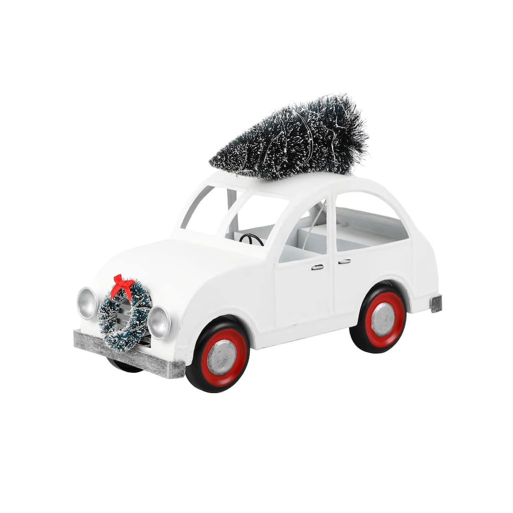 13"L LED Tin Car w/ Tree