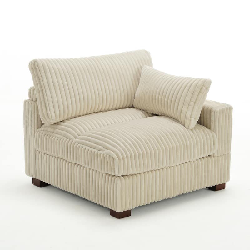 Plush Cotton Flannel Modular Sectional Sofa with 2 Ottomans