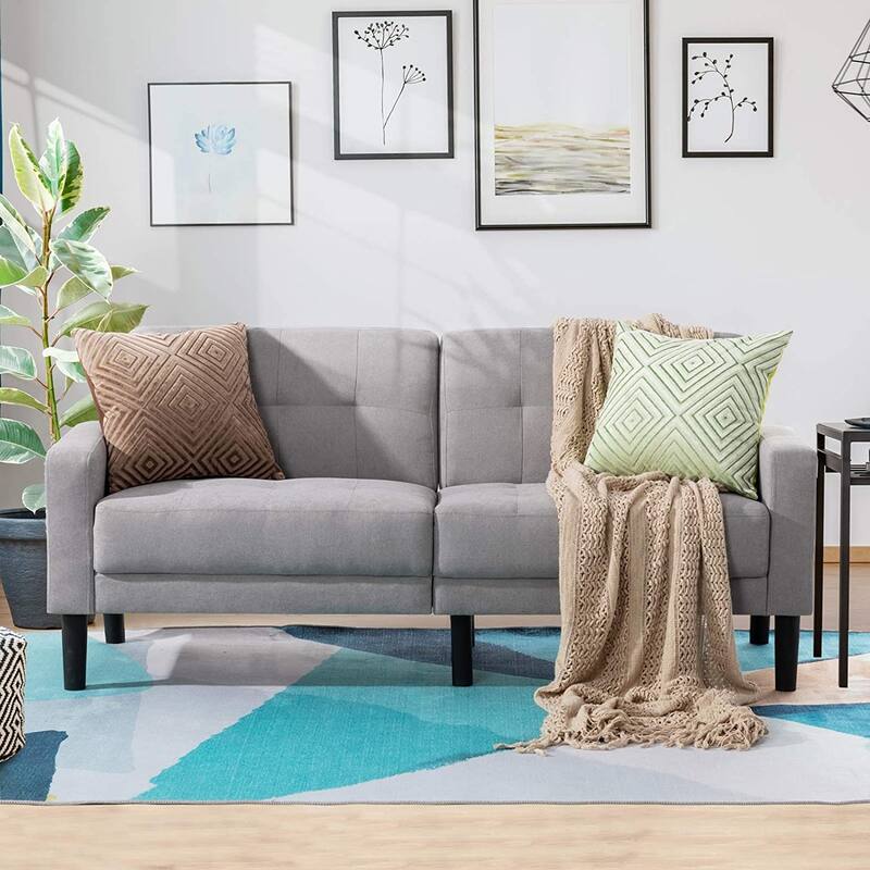 Futzca 63-inch Small Modern Tufted Upholstered Loveseat - Grey