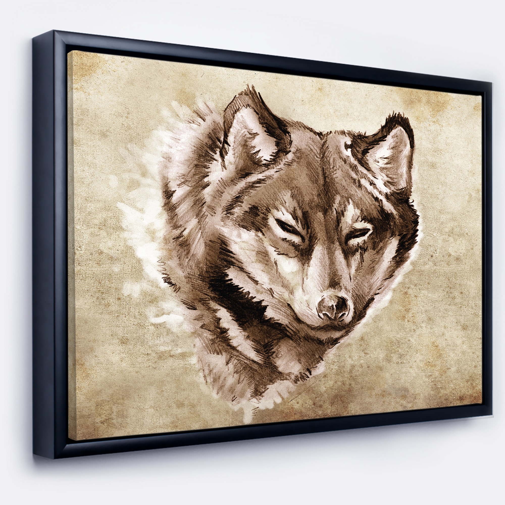 Shop Designart Wolf Head Tattoo Sketch Abstract Print On Framed