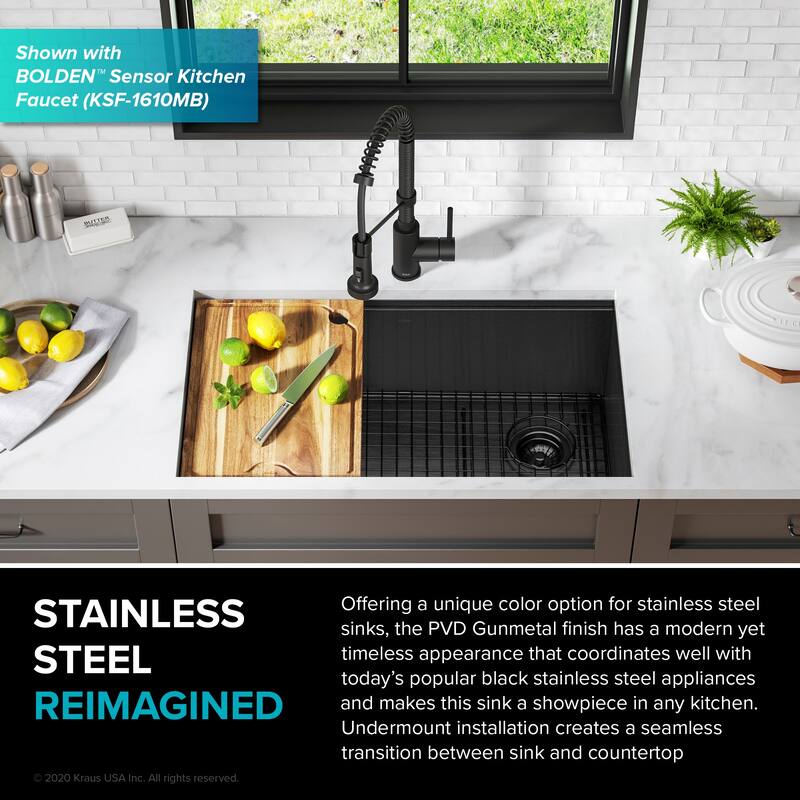 KRAUS Kore Workstation Undermount Stainless Steel Kitchen Sink