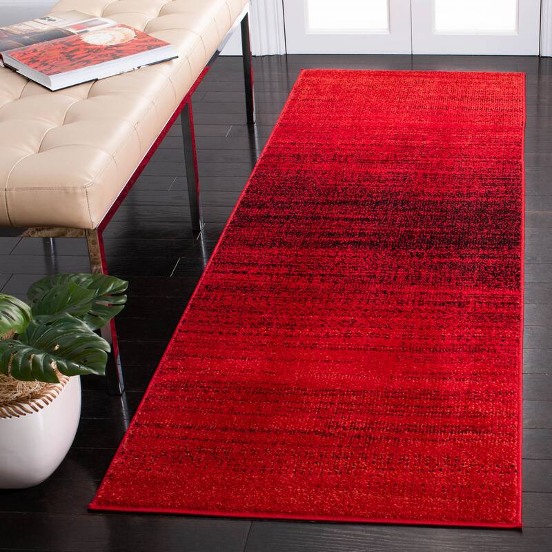 SAFAVIEH Adirondack Muzeyyen Ombre Distressed Rug - 2'6" x 8' Runner - Red/Black
