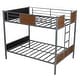 preview thumbnail 14 of 25, Full-over-Full Bunk Bed Modern Style Steel Frame Bunk Bed with Safety Rail, Built-in Ladder for Bedroom