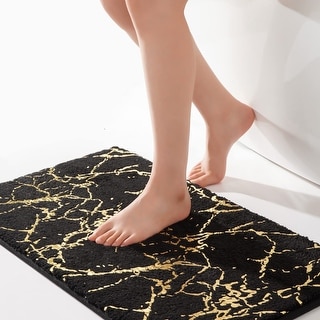 Marble Bathroom Rug Black and Gold Decor Bathroom Rugs,20"x32" - 2' x 3 ...