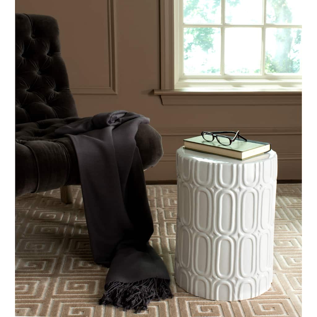 SAFAVIEH Abilia Antique White Ceramic Decorative Garden Stool