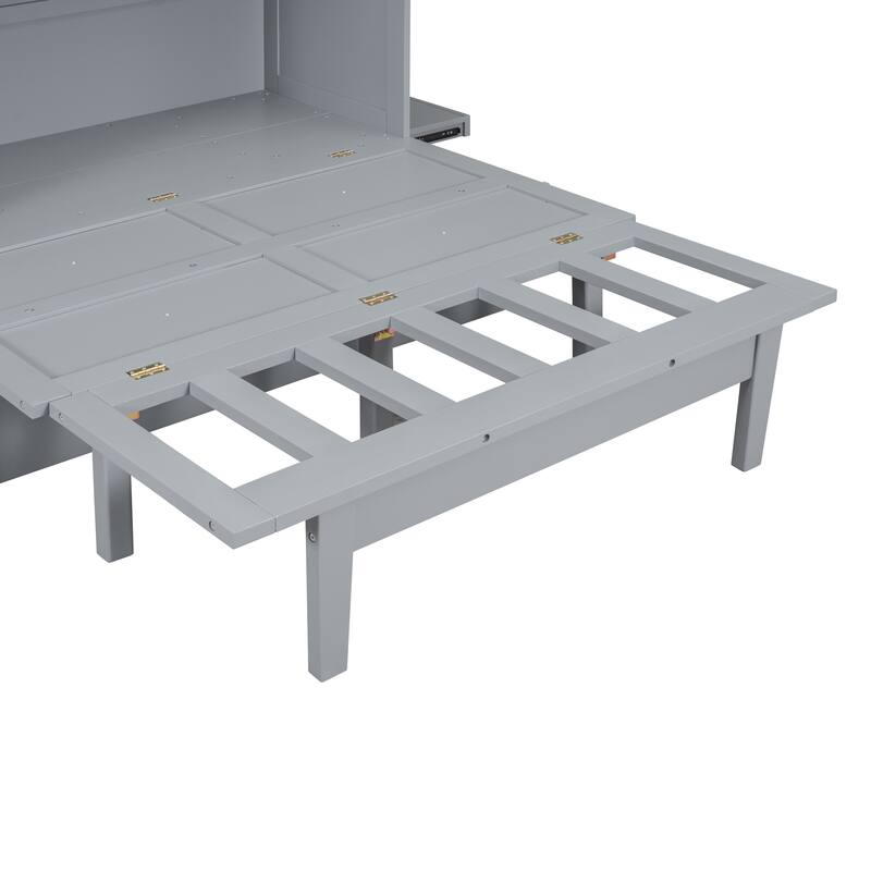 Full Size Murphy Bed with USB Port and removable Shelves on Each Side