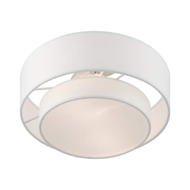 Livex Lighting 47151 Meridian 2 Light 12" Wide Flush Mount Drum