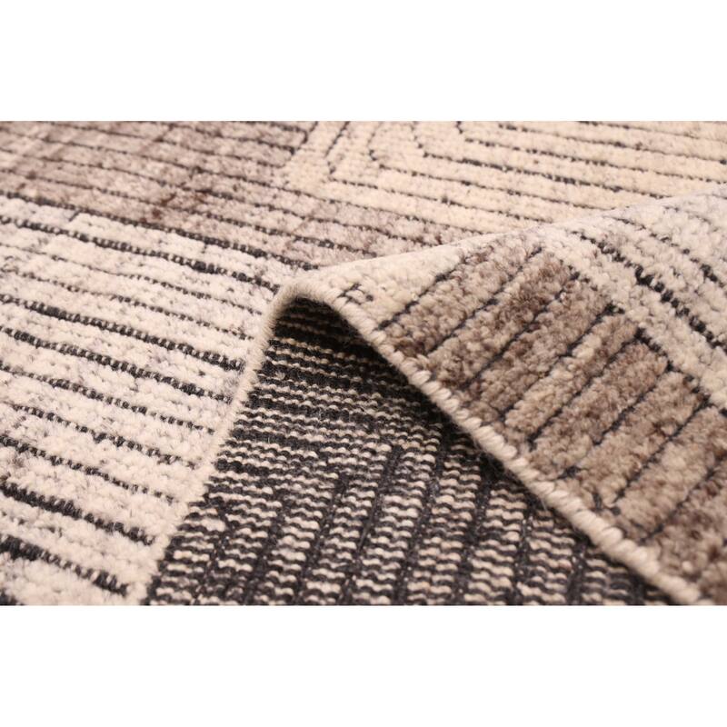 ECARPETGALLERY Hand-knotted Tangier Ivory, Light Khaki Wool Rug - 5'5 x 7'5