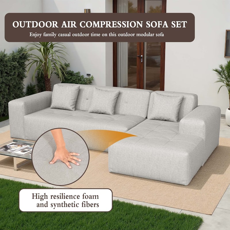 Outdoor No Assembly Patio Sofa with Chaise