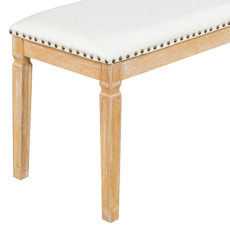 6 Piece Dining Table Set Extension from 59 to 72-Inches, Wood Kitchen Dining Table Set with 4 Upholstered Chairs & Bench