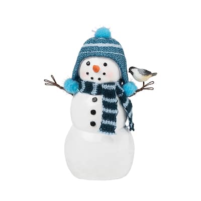 Snowman w/Blue Scarf Figurine - White