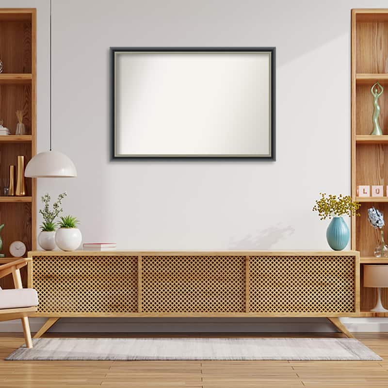 Theo Black Silver Non-Beveled Wood Framed Wall Mirror - Theo Black Silver