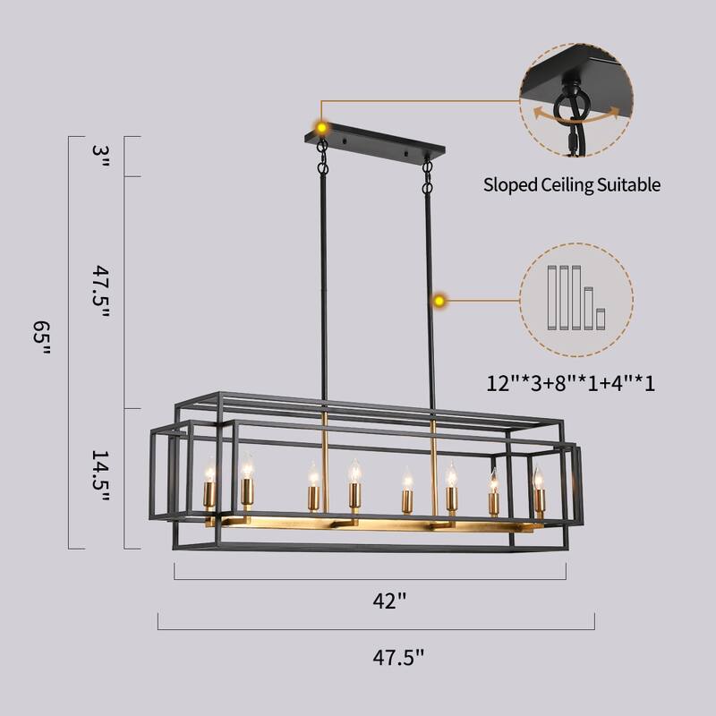 8 - Light Kitchen Island Linear Pendant