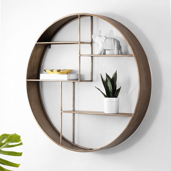 Circle Frame Shelfスペースエイジ モダン SAFAVIEH Elewen Round Display Wall Shelf - 36