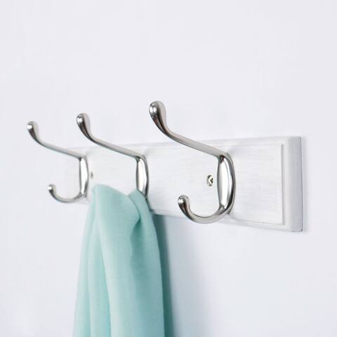 Wall Hooks Accent Pieces Online At Our Best Dual Wall Hook Rack Bamboo Base 14 Inch 3 Hooks Coat Towel Holder Hanger White