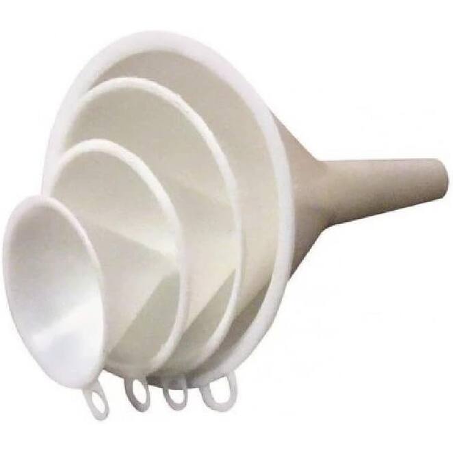 Chef Craft 4pc Classic Plastic Nesting Funnel Set - Includes 4 Convenient Sizes from 2 to 4.5 Inches
