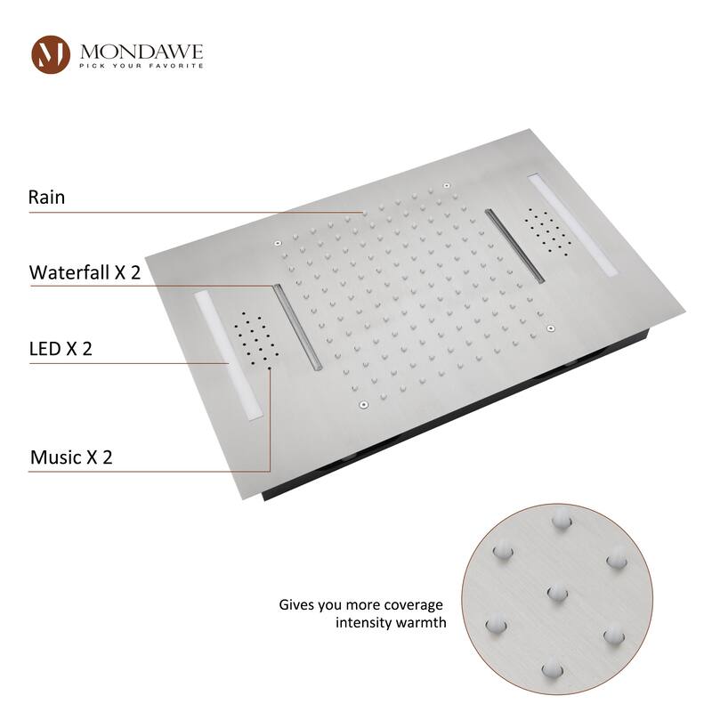 64 Colors LED Light and Music Ceiling Mounted Thermostatic Shower System