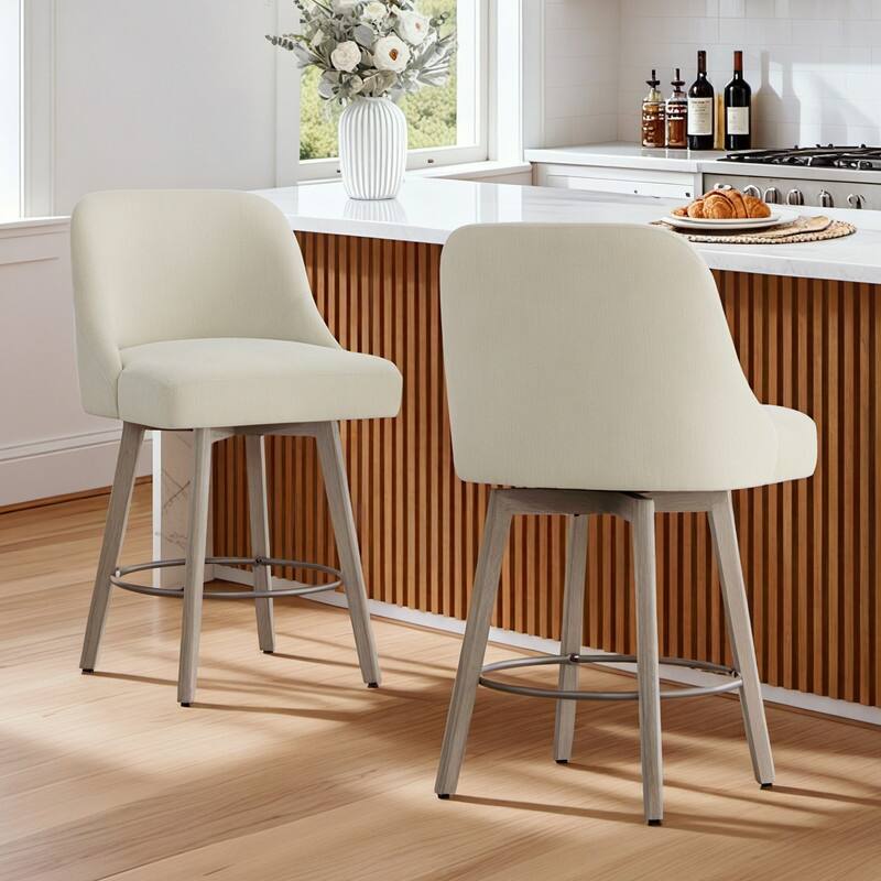 Spruce & Spring Modern Upholstered 360-degree Swivel Bar Stool for Kitchen and Home Bar